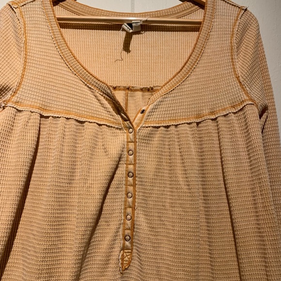 Free People Beige Waffle Hanley Long Sleeve Top - Picture 8 of 8
